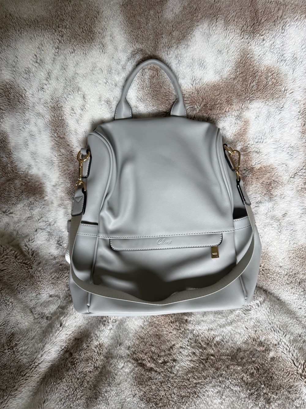 Chloé Light Gray Leather Convertible Backpack